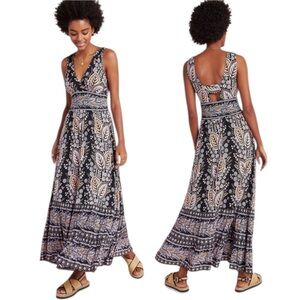 Anthropologie Maeve Giulietta Cut Out Open Back Maxi Dress Black Size S